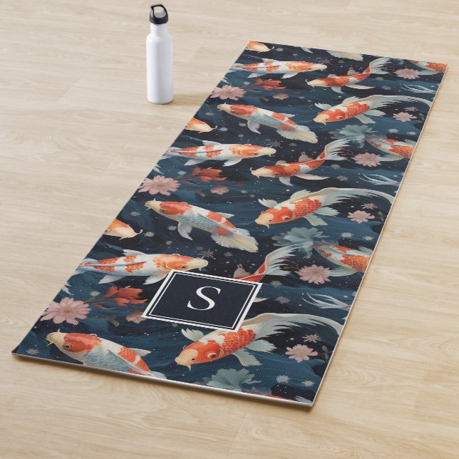 Monogram Zen-inspired Japanese Koi Fish Yoga Mat (In Situ)