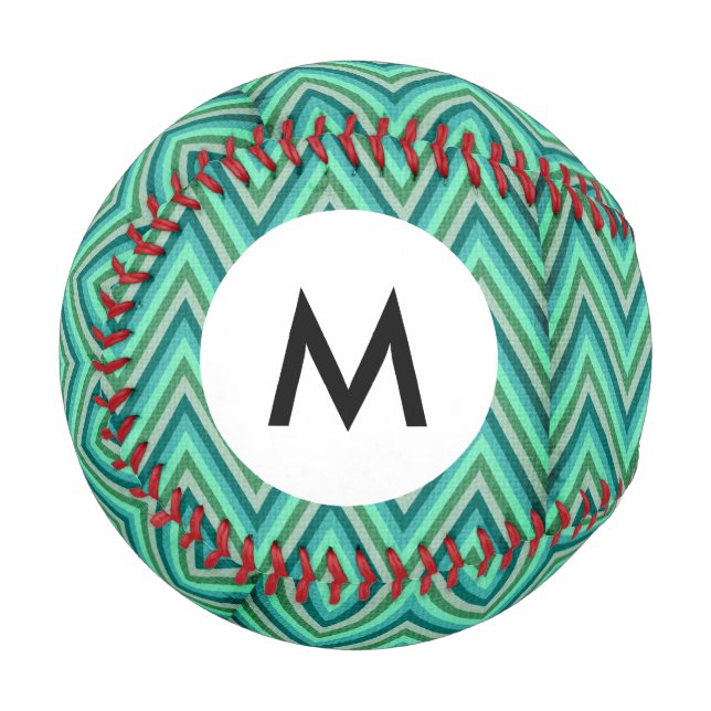 Monogram Zig Zag Striped Background Baseball (Front Left)