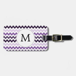 Monogram Zigzag Chevron Pattern in Purple Luggage Tag