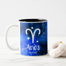 Monogram, Zodiac Aries sign, Blue Galaxy