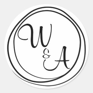 Monograma com duas letras classic round sticker