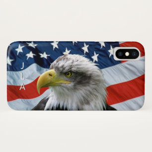 Monogramed Bald Eagle and American Flag iPhone X Case