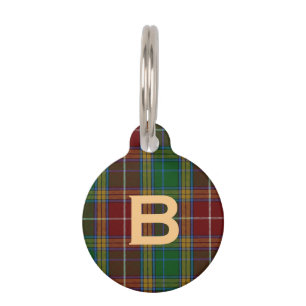 Monogramed Baxter Plaid Dog Tag