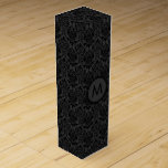 Monogramed Black Monotones Floral Damasks Pattern Wine Box<br><div class="desc">Monogramed elegant black monochromatic vintage floral damasks pattern</div>