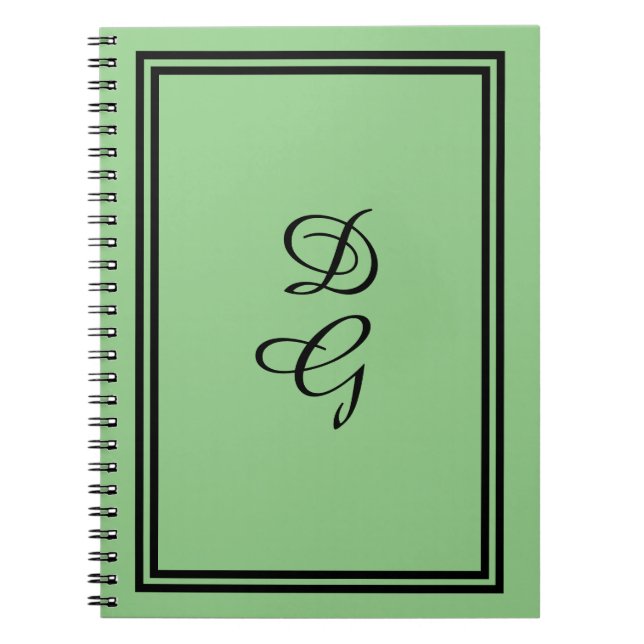 Monogramed Black on mint green, Lulumama matching Notebook (Front)