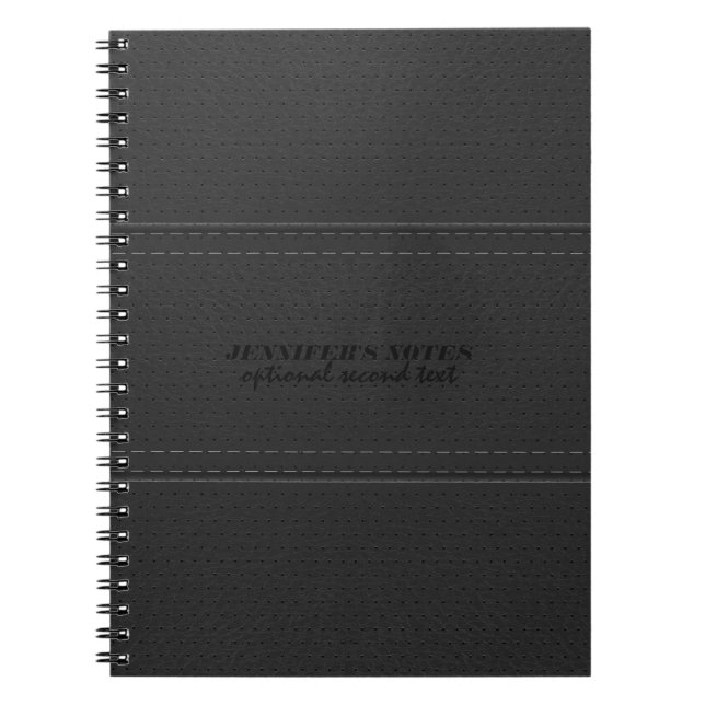 Monogramed Black Vintage Faux Leather Look 2 Notebook (Front)