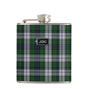 Monogramed Black Watch Dress Tartan Plaid Flask