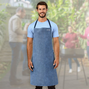 Monogramed Blue Denim Apron