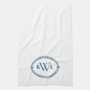 Monogramed Blue French Country Kitchen Dish Towel