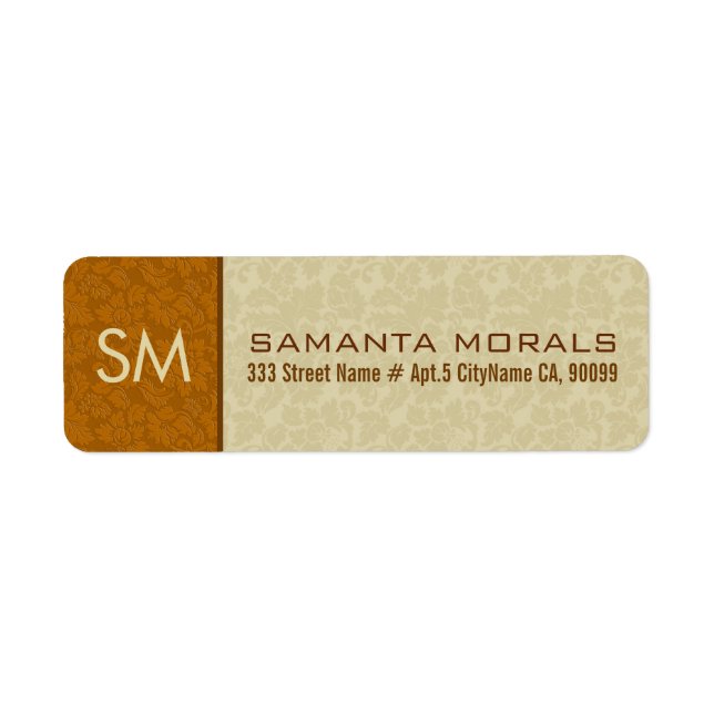 Monogramed Bold Modern Beige & Brown Damasks (Front)
