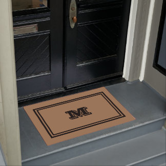 Monogramed Brown And Black Doormat