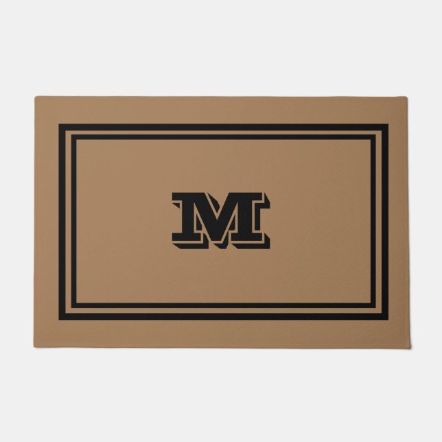 Monogramed Brown And Black Doormat (Front)