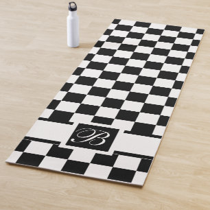 Monogramed Chequered In Black And White Yoga Mat