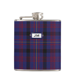 Monogramed Clan Dundonald Tartan Plaid Flask