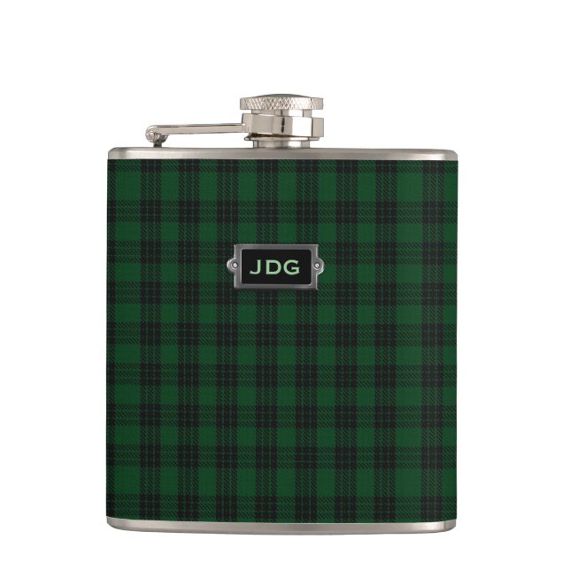 Monogramed Clan Graham Tartan Plaid Flask (Front)