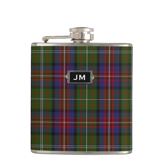 Monogramed Clan Hargis Tartan Plaid Flask (Front)