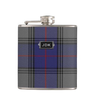Monogramed Clan Kinnaird Tartan Plaid Flask
