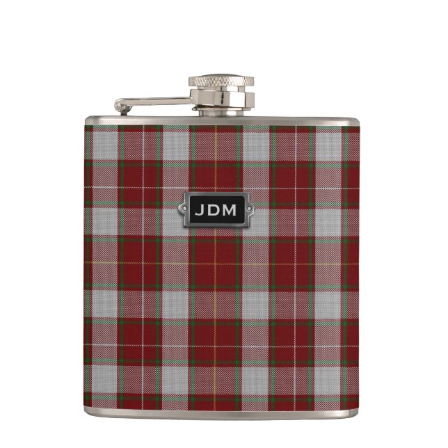 Monogramed Clan MacFie Tartan Plaid Flask (Front)
