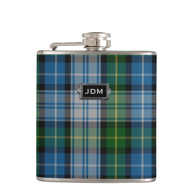 Monogramed Clan MacNeil Tartan Plaid Flask (Front)