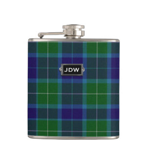Monogramed Clan Wallace Tartan Plaid Flask