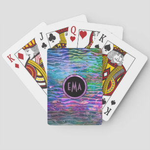 Monogramed Colorful Abstract Melting Glass Playing Cards