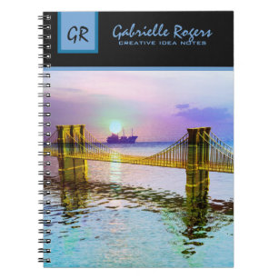 Monogramed Colourful Golden Gate Bridge Landscape  Notebook