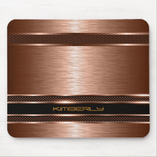 Monogramed Copper Metallic Brushed Aluminium Look Mouse Mat