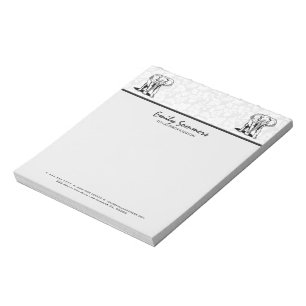 Monogramed Cute Black Elephant Line Drawing Notepad