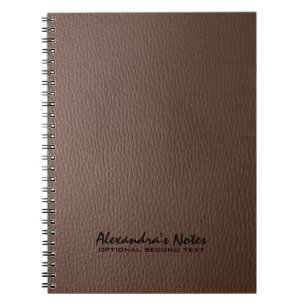 Monogramed Dark Brown Leather Texture Look Notebook