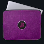 Monogramed Deep Purple Suede Leather Floral Design Laptop Sleeve<br><div class="desc">Elegant deep purple floral design,  suede leather look. Customisable and optional monogram with touch of metallic purple. It is available on other products. Not real leather but image of leather.</div>
