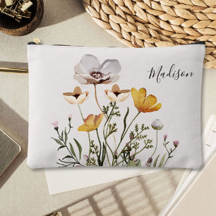 Monogramed Dried Wildflower Bouquet Accessory Pouch