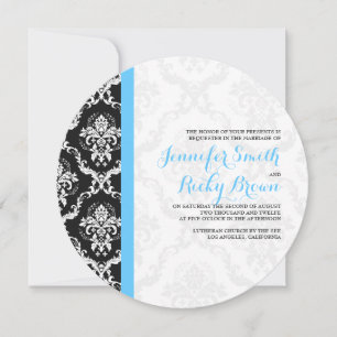 Monogramed Elegant Black & White Wedding  Invitation