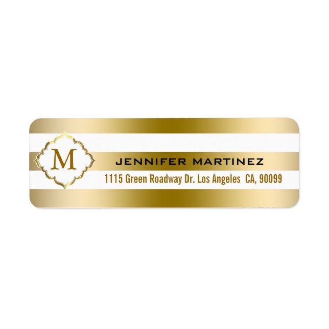 Monogramed Gold Stripes Geometric Pattern (Front)