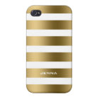 Monogramed Gold Stripes White Background