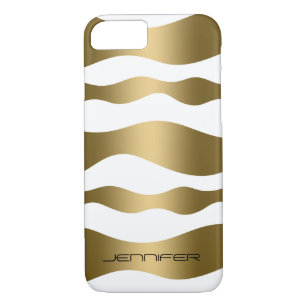 Monogramed Gold Zebra Stripes White Background Case-Mate iPhone Case