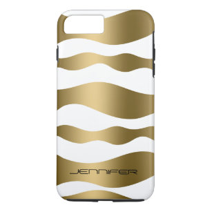 Monogramed Gold Zebra Stripes White Background iPhone 8 Plus/7 Plus Case