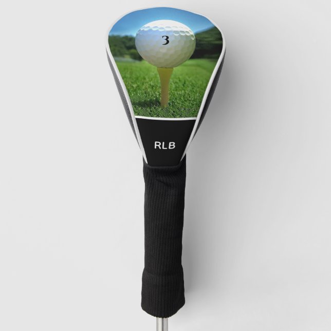 Monogramed Golf Ball On Tee Head Cover (Front)
