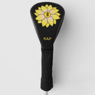 Monogramed Illustrated Yellow Daisy Head Cover