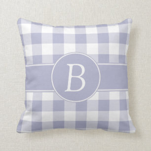 Monogramed Lavender & White Gingham Pillow