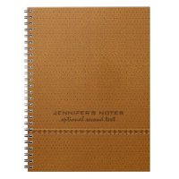 Monogramed Light Brown Vintage Faux Leather Look