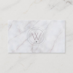 Monogramed Luxe Grey Marble Business Card