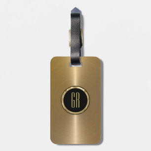 Monogramed Metallic Gold Stainless Steel Look Luggage Tag
