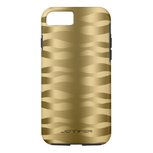 Monogramed Metallic Gold Wavy Zebra Stripes iPhone 8/7 Case