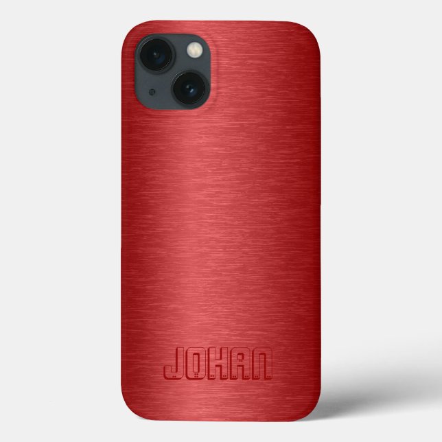 Monogramed Metallic Red Brushed Aluminium Look Cas Case-Mate iPhone Case (Back)