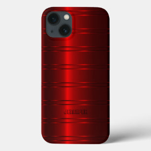 Monogramed Metallic Red Stripes Pattern iPhone 13 Case