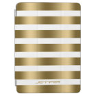 Monogramed Modern Gold Stripes White Background
