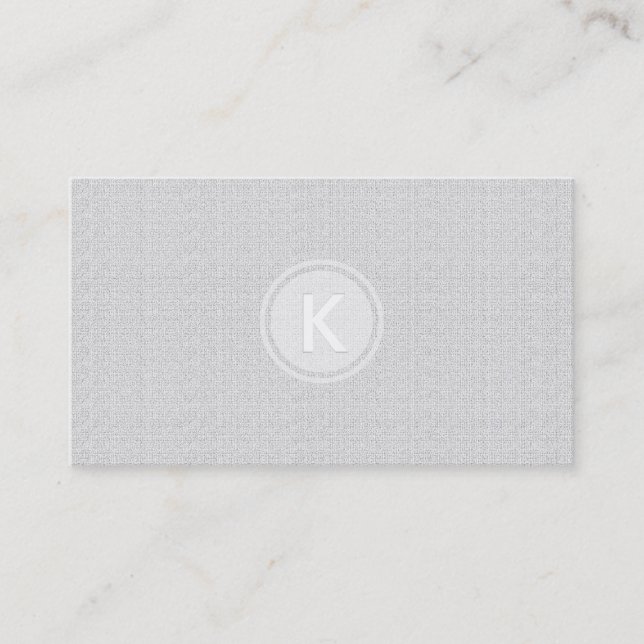 Monogramed Modern Linen Texture Look Event Design Business Card (Front)