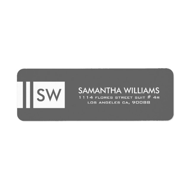 Monogramed Modern Medium Grey And White (Front)
