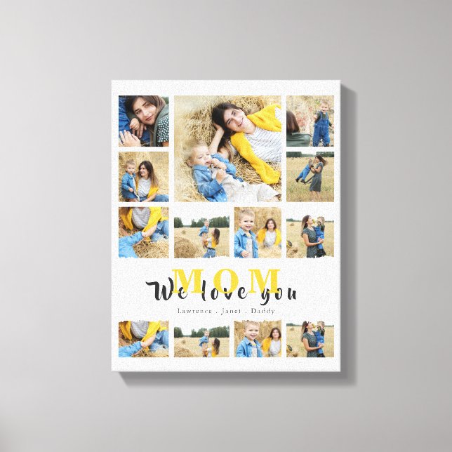 Monogramed Personalised Collage we love you mum Canvas Print (Front)