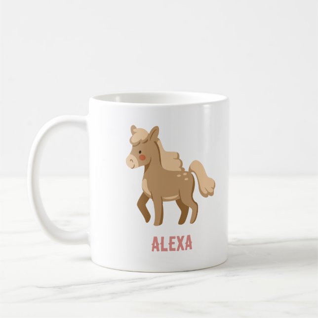 Monogramed Personalised Pony Equestrian Horse Girl Coffee Mug (Left)